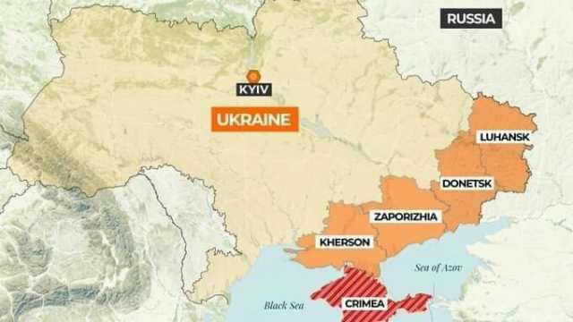 RUSSIA KYV UKRAINE LUHANSK DONETSK ZAPORIZHA KHERSON Sea of Azon Black CRIMEA