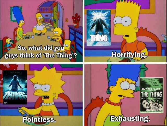 So what did you guys think of The Thing DVD PointlesS. THING Horrifying IT 1T CRAWLS... IT STRIKES HOWARD HAWKS production THE THING from another world! Exhausting