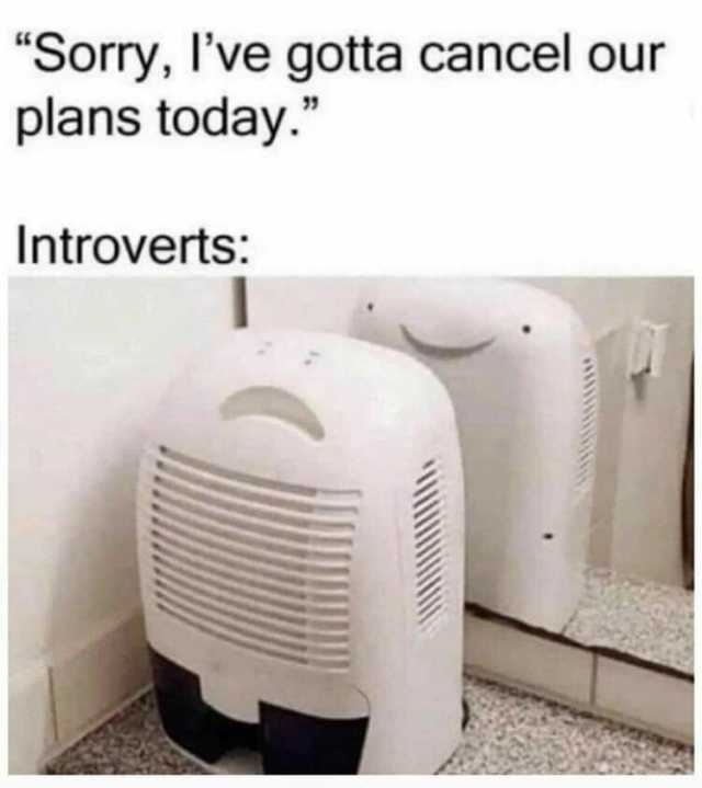 Sorry Ive gotta cancel our plans today. Introverts