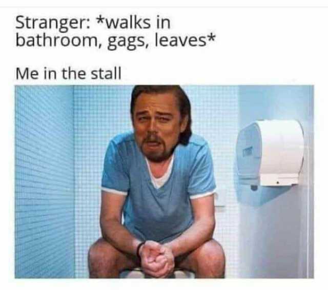 Stranger *walks in bathroom gags leaves* Me in the stall