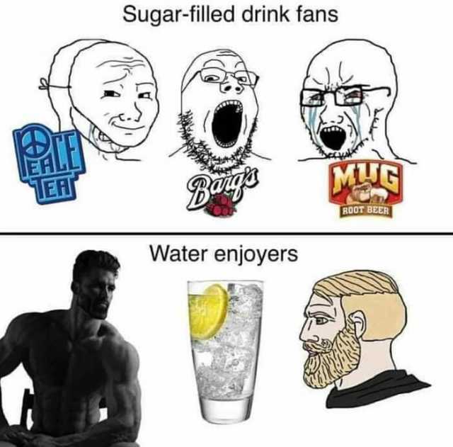 Sugar-filled drink fans MUG E ROOT BEER Water enjoyers
