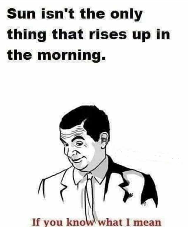 Sun isnt the only thing that rises up in the morning. If you know what I mean