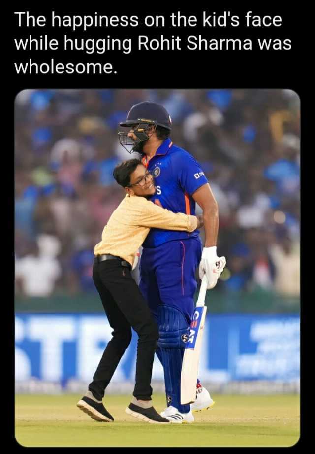 The happiness on the kids face while hugging Rohit Sharma was wholesome. T