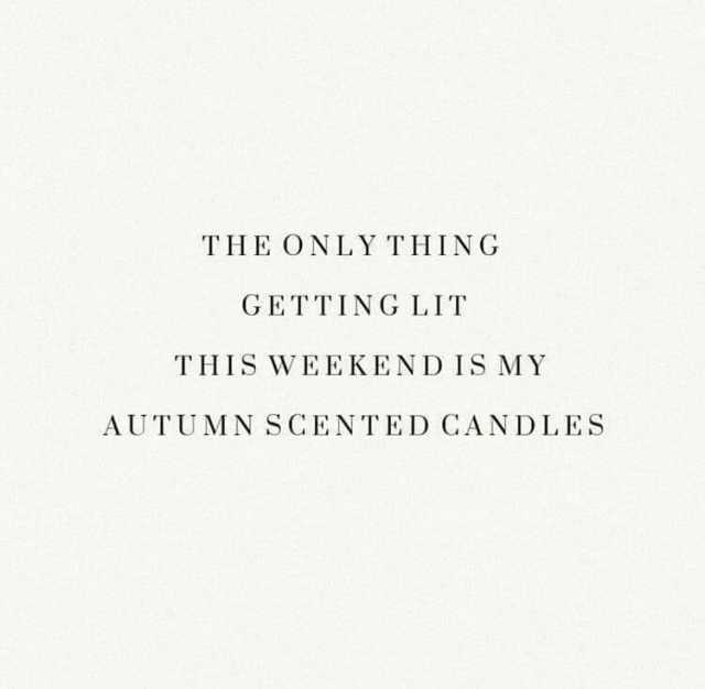 THE ONLY THING GETTING LIT THIS WEEKEND IS MY AUTUMN SCENTED CANDLES
