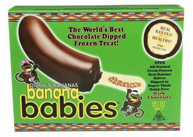 The Worlds Best Chocolate Dipped Frozen Treat REAL BANANA! HEALTHY XRD TRANSF FIVE All-Natural Fresh-Frozen Real Banana Halves Dipped in Super-Thick Dairy-Free Dark Chocolate DIANAS BANANASS bandhd babies 300 G R