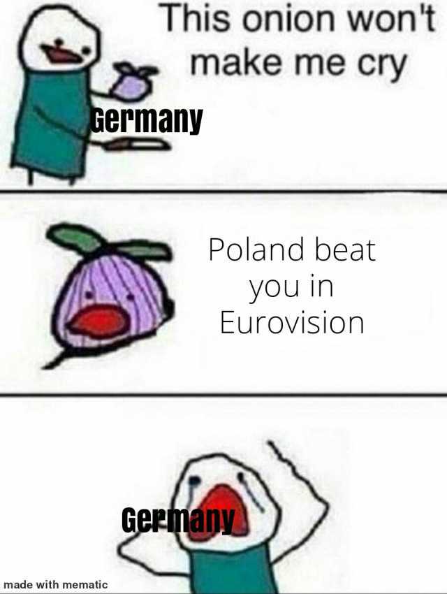 This onion wont make me cry Germany Poland beat you in EuroviSion GePmany made with mematic