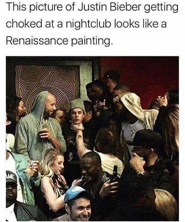 This picture of Justin Bieber getting choked at a nightclub looks like a Renaissance painting 0 0 1 