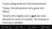 603 =Q search 6227 126 Share Award r/facepalm u/International_Band72 1h i.redd.it Heres Texas governor Greg Abbott bragging about how no license or training is needed to carry a gun in Texas. Greg Abbott @GregAbbott_TX Governor ca