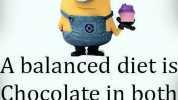 A balanced diet is Chocolate in both hands