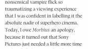 A little under two years ago the atrocious Spider-Man spinoff Morbius arrived to torture moviegoers the nonsensical vampire flick so traumatizing a viewing experience that I was confident in labelling it the absolute nadir of supe
