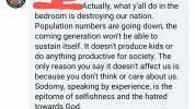 Actually what yall do in the MIST bedroom is destroying our nation. Population numbers are going down the coming generation wont be able to sustain itself. It doesnt produce kids or do anything productive for society. The only rea