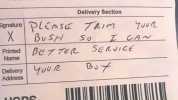 Anote from my mailman Addressee signature Name of representative 6.Call us at 800-ASK-USPS (800-275-8777). Delivery Section Signature PlcasE 7LIm X Bu SH Be 7 TE Z_CAv So SE RVICE Printed Name Delivery YoU2 B Address USPS 5293 058