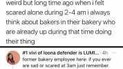 @pochaccobebi weird but long time ago when i felt scared alone during 2-4 am i always think about bakers in their bakery who are already up during that time doing their thing # 1 vivi of loona defender is LUMI... 4h former bakery 
