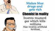 Chemist in fiction Makes blue drugs and gets rich Chemist in reality Invents mustard gas which kills millions Also invents artificial fertilizer which makes millions of lives possible