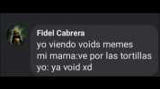 Fidel Cabrera yo viendo voids memes mi mamave por las tortillas yo ya void xd