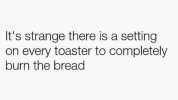 Its strange there is a setting on every toaster to completely burn the bread
