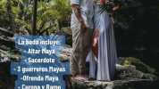 La boda incluye Altar Maya Sacerdote -3 guerreros Mayas -Ofrenda Maya -Corona y Ramo - Bebida ancestral para la pareja - Cenote - Sesión fotográfica Por 26 mil pesos