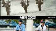 MEN 1980 MEN 2023 Bikes Up Guns Down