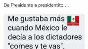 Vicente Fox Quesada @VicenteFoxQue De Presidente a presidentito.... Me gustaba mas cuando México le decía a los dictadores rUERA SOcIAL COMUNEMO comes y te vas. 1254 a.m. 20/09/21 Twitter for Android