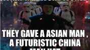 WHALINAWORE WORLD THEY GAVEA ASIAN MAN A FUTURISTIC CHINA MAN HAT