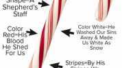 WHATS IN A CANQY CANE/ Letter J For Jesus Shape=A Shepherds Štaff Color Red=Hi- Blood He Shed For Us Color White-He Washed Our Sins Away & Made Us White As Snow Stripes=By His Stripes We Are Healed Candy=His Love Grows Sweeter Ea
