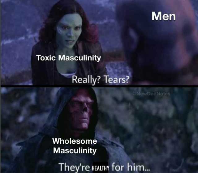 Toxic Masculinity Really Tears Wholesome Masculinity Men @NewDadNotes Theyre HEALTHY for him.