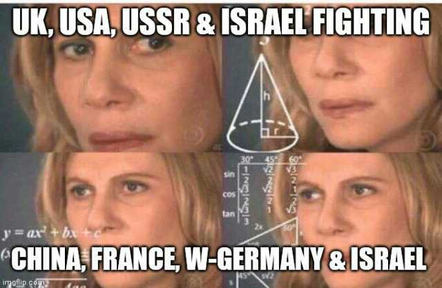 UK USA USSR & ISRAEL FIGHTING y=ax+b CHINA FRANCE W-GERMANY & ISRAEL imotip cop