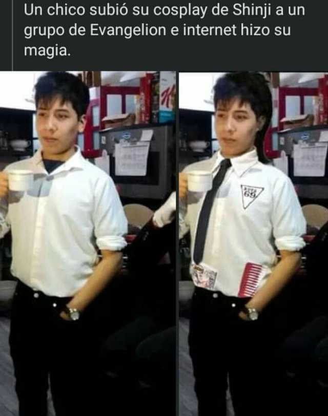Un chico Subió su cosplay de Shinji a un grupo de Evangelione internet hizo su magia.