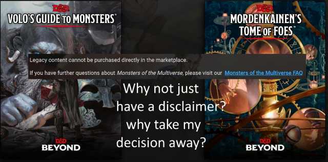VOLOS GUIDE TO MONSTERS MORDENKAINENS TOME OF FOES X Legacy content cannot be purchased directly in the marketplace. If you have further questions about Monsters of the Multiverse please visit our Monsters of the Multiverse FAQ Wh
