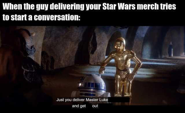 When the guy delivering your Star Wars merch tries to start a conversation Just you deliver Master Luke and get out