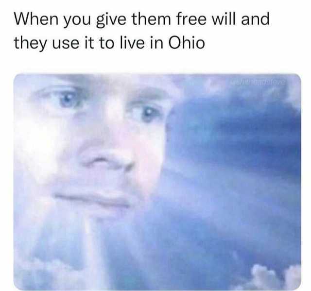 When you give them free will and they use it to live in Ohio Othetesteve