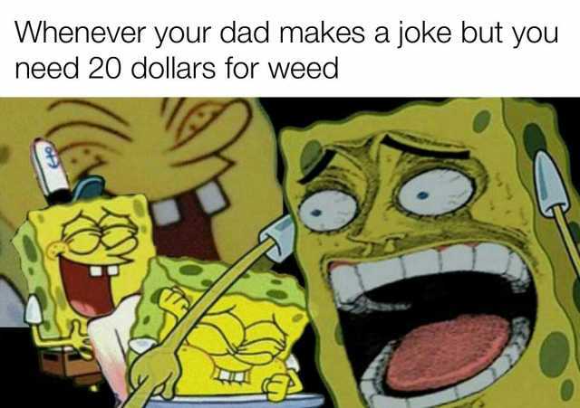 Whenever your dad makes a joke but you need 20 dollars for weed