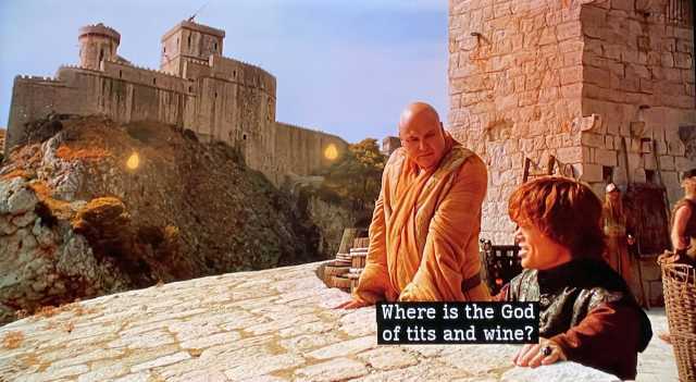 Where is the God of tits and wine