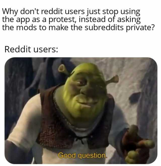 Why dont reddit users just stop using the app as a protest instead of asking the mods to make the subreddits private Reddit users Good question.