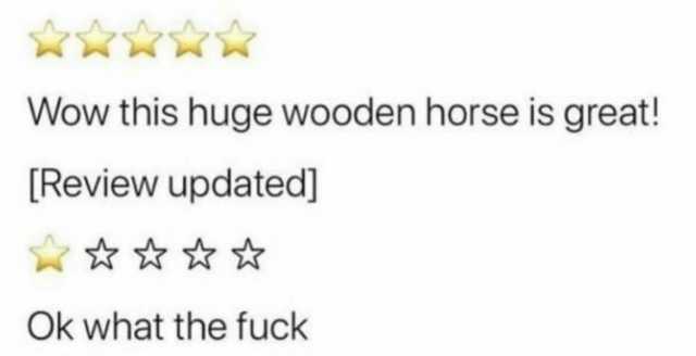 Wow this huge wooden horse is great! [Review updated] Ok what the fuck