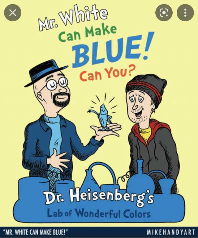 X Mr Waite Cah Make BLUE Cah Can You Dr. Heisehbergs Lab of Wonderful Colors MR. WHITE CAN MAKE BLUE! MIKEHANDYART